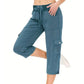 👖 60% RABATT! 🧳 Einfarbige 3/4-Cargohose mit Hoher Taille & Kordelzug für Damen – Bequem, Stylisch & Praktische Taschen 🌸