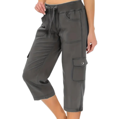 👖 60% RABATT! 🧳 Einfarbige 3/4-Cargohose mit Hoher Taille & Kordelzug für Damen – Bequem, Stylisch & Praktische Taschen 🌸
