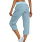 👖 60% RABATT! 🧳 Einfarbige 3/4-Cargohose mit Hoher Taille & Kordelzug für Damen – Bequem, Stylisch & Praktische Taschen 🌸