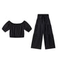 👚 60% RABATT! 👑 Damen Zweiteiliges Set – Schulterfreies Oberteil mit Puffärmeln & Weitbeinhose, Elegant & Perfekt für Sommer 🌸