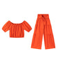 👚 60% RABATT! 👑 Damen Zweiteiliges Set – Schulterfreies Oberteil mit Puffärmeln & Weitbeinhose, Elegant & Perfekt für Sommer 🌸