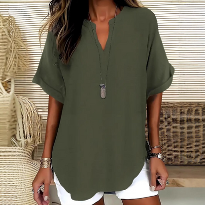 👚 60% RABATT! 🌸 Modisches Lockeres Einfarbiges Kurzarm-Oberteil – Bequem, Vielseitig & Perfekt für Den Frühling ☀️