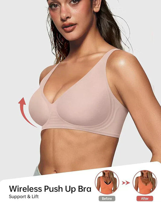 👙 60% RABATT! 🔥 Nahtloser Push-up-BH mit Tiefem V-Ausschnitt & Ohne Bügel – Bequemer Sitz, Natürliche Form & Perfekt Für Einen Sexy Look 💃