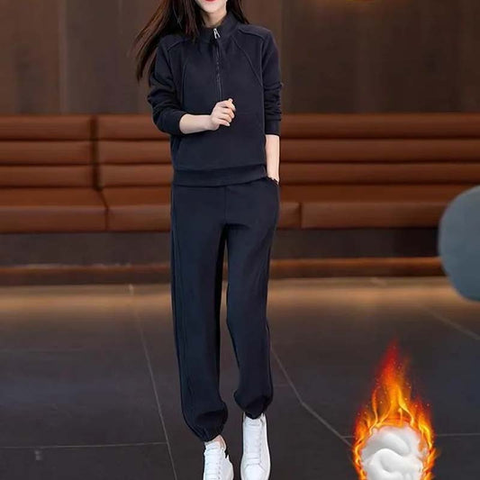 Women's Casual 2-Piece Set: Sweatshirt with Half Zip and Pants