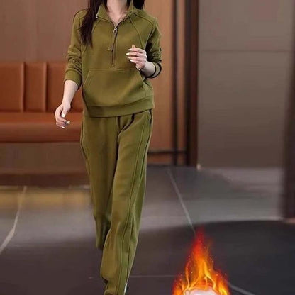 Women's Casual 2-Piece Set: Sweatshirt with Half Zip and Pants