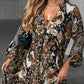 Elegant V-Neck Long-Sleeve Printed Dress 👗 – Figure-Flattering for Spring Tea/Date Nights