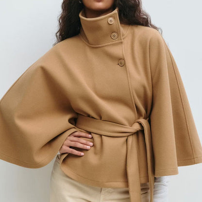 🧥 50% RABATT! 🍂 Damen Stehkragen Schalmantel mit Gürtel – Eleganter Look, Figurbetonter Schnitt & Perfekt Für Den Herbst 💃