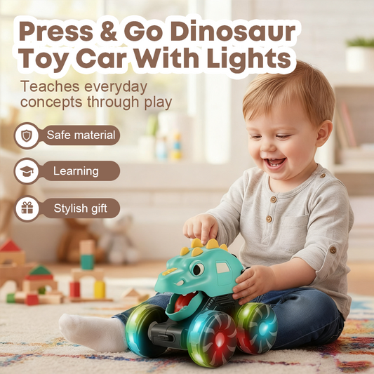 🦖 50% RABATT 2025 HOT SALE! ✨ Dino Press & Go Spielzeugauto - Mit Automatischen Lichteffekten und Bewegungsfunktion für Kinder ab 3 Jahren 🎮🚗