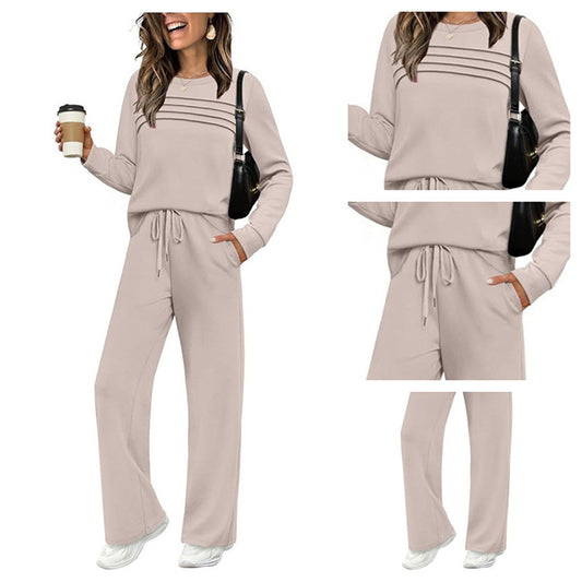 👚 60% RABATT! 👖 Damen-Set Top & Hose – Bequemer Rundhals, Verstellbare Kordel & Vielseitiger Style ✨