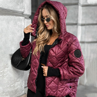 🧥 WEIHNACHTSANGEBOT 60% RABATT! ✨ Damen Pufferjacke mit Diamant-Steppmuster - Leichte Wärmeisolation mit Abnehmbarer Kapuze für Eleganten Winterstil ❄️✨