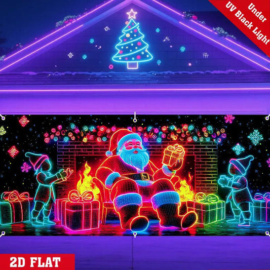 🎄 SOLANGE VORRAT REICHT 60% RABATT! ✨ UV-fluoreszierendes Weihnachtsbanner - Magische Lichtreaktion mit 2 Modi (Blinkend/Funkelnd) für festliche Dekoration 🚗🌟