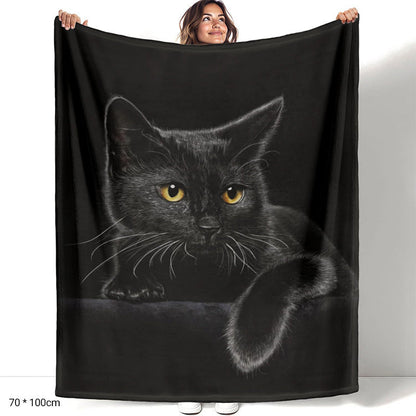🐱 60% RABATT JETZT! 🔥 Ultra-Warme Bettdecke mit Schwarz Katze Motiv - Verstärkte Kanten & Kuschelweich, Perfekt für Kalte Nächte ❄️✨