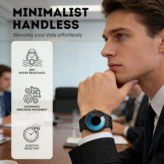 ⌚ 50% RABATT! ✨ Herrenuhr Minimalistisch – Ohne Zeiger, 30m wasserdicht, 43mm, Silber/Schwarz – Modernes Design & perfekt für den täglichen Begleiter ⏱️