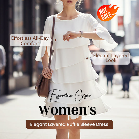 👗 60% RABATT! ✨ Damen Kleid – Rundhals, Kaskaden-Rüschen & Mehrlagig – Elegant, Schmeichelhaft & Perfekt für Sommer & Anlässe 🌸