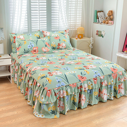 🛏️ 60% RABATT! 🎀 3-teiliger Rüschenbettrock – Eleganter Fall, Einfache Handhabung & Passt auf alle Matratzen ✨