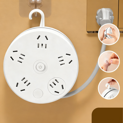🔌 50% RABATT! 🏠 Runde Steckdosenleiste mit Kabelaufwicklung – Integrierter Schalter, 3 USB-Anschlüsse & Platzsparendes Design ✨