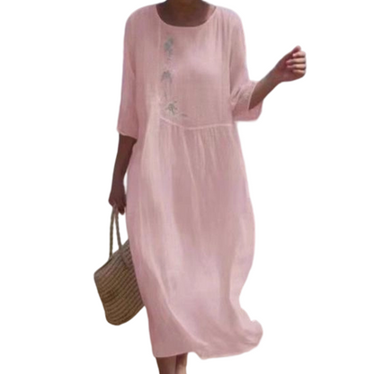 👗 60% RABATT! ✨ Lässiges, locker sitzendes Midikleid mit Stickerei – Behaglicher Schnitt, Elegante Details & Hoher Tragekomfort 🌸