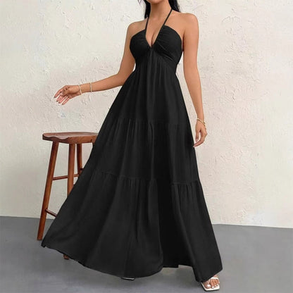 👗 60% RABATT! 🌞 Halsfreies, Rückenfreies Layering-Maxikleid – Bohemian Chic, Fließend & Perfekt für Den Frühling ☀️