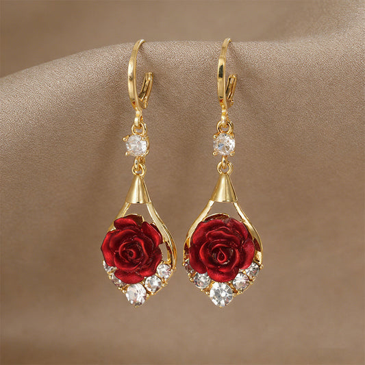 🌹 50% RABATT! ✨ Elegante Ohrringe mit Roten Rosen – Romantisches Design, Hochwertige Verarbeitung & Perfektes Geschenk 💝