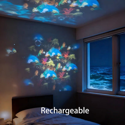 🌌 50% RABATT! 🐠 Rotierender LED-Ozean-Projektor – Dynamische Unterwasser-Lichtshow – Einstellbare Helligkeit – perfekt für Entspannung, Kinderzimmer oder Partys ✨🌊