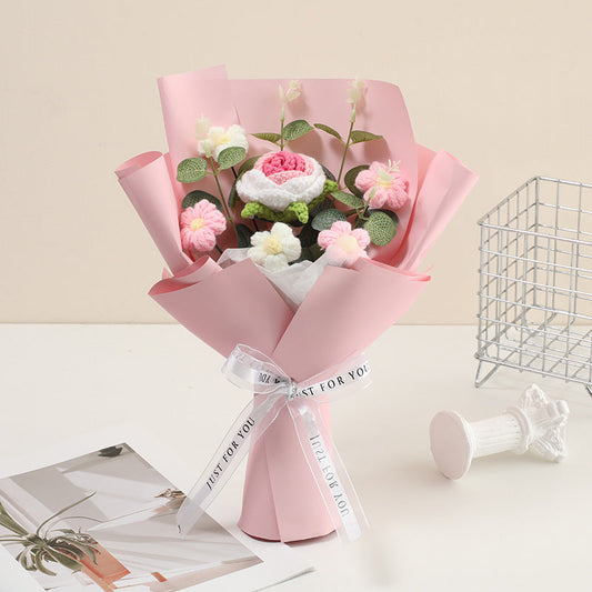 🌸 60% RABATT! 🎉 Handmade Delicate Crochet Flower Bouquet – Lifelike Design, Durable & Perfect Home Decor/Gift ✨