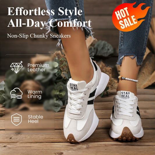 👟 60% RABATT! 🌸 Damen Klobige Freizeitsneaker – 4 cm Plattform, Retro-Design & Rutschfeste Gummisohle Für Einen Coolen Look ✨