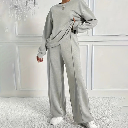 👚 50% RABATT! 🩳 Gemütlicher Damen-Zweiteiler: Langarm-Sweatshirt & Hose – Kuscheliges Fleece, Relaxed Fit & Lounge-Style 😴