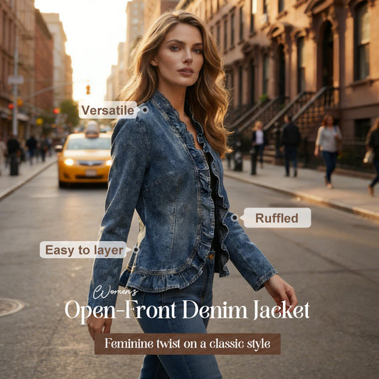 🔥 50% RABATT! ✨ Damen-Jeansjacke mit Rüschen – Leichter Luxus-Look & femininer Charme für jeden Tag 💫