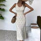 👗 60% RABATT! 💃 Elegantes Kleid mit V-Ausschnitt & Pointelle-Strickmuster – 2026 Neu – Zartes Lochmuster, Schmeichelnde Passform & Vielseitig ✨