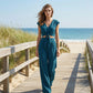 👚 60% RABATT! 💃 Damen V-Ausschnitt Top mit Bindegürtel & Weite Hosen Set – Fließender Stoff, Elastischer Bund & Stylischer Look 🩳