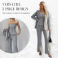 👚 50% RABATT! ✨ Damen 3-teiliges Hosenanzug-Set mit Schlaghose – Blazer, Crop Top & Modische Schlaghose 💃