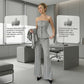 👚 50% RABATT! ✨ Damen 3-teiliges Hosenanzug-Set mit Schlaghose – Blazer, Crop Top & Modische Schlaghose 💃