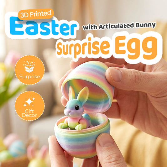 🐰 60% RABATT! 🥚 3D-gedrucktes Osterei mit Beweglichem Hasen – Poseierbarer Hase, Hohles Design & Sammlerstück 🐣