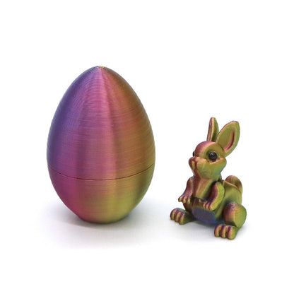 🐰 60% RABATT! 🥚 3D-gedrucktes Osterei mit Beweglichem Hasen – Poseierbarer Hase, Hohles Design & Sammlerstück 🐣