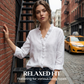 👚 50% RABATT! 💃 Damenbluse mit Rüschen, V-Ausschnitt & Langen Ärmeln – Romantisches Design, Weicher Stoff & Vielseitig 🌸