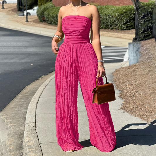 👗 60% RABATT! 🔥 Trägerloser Jumpsuit mit Knitter-Optik – Elegant, Bequem & Figurumspielend für Einen Stilvollen Auftritt 💃