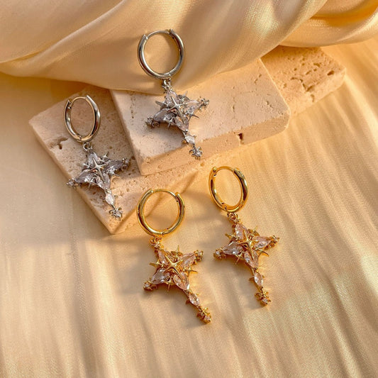 💎 50% RABATT! ✨ Funkelnde Kreuz-Anhänger-Ohrringe & Halskette Set – Elegantes Design, Glänzendes Finish & Perfekt als Geschenk 🎁