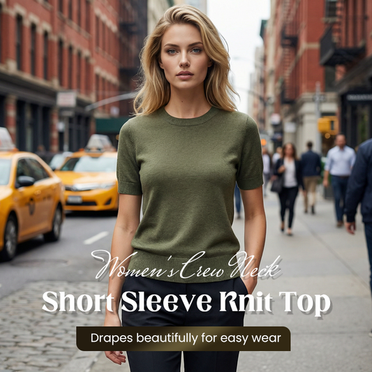 👚 50% RABATT! 🌞 Damen Strickoberteil mit Rundhalsausschnitt & kurzen Ärmeln – Weiche Baumwollmischung, leichte Passform & perfekt für Frühling, warme Tage oder lockere Büro-Looks ✨