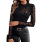 👚 50% RABATT! ✨ Damen-Stehkragen-Langarm-Oberteil mit Spitzeneinsatz – Eleganter Spitzendetail, Weicher Stoff & Vielseitig 🌸