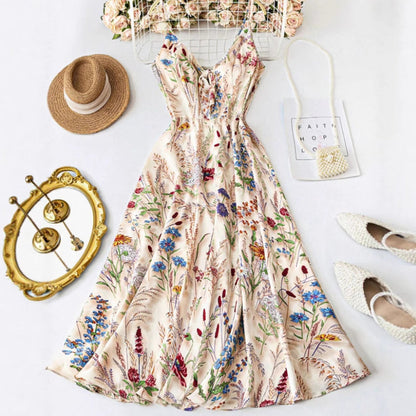 👗 60% RABATT! 🌸 Plus-Size-Midikleid mit Blumenmuster & Spaghettiträgern – Figurschmeichelnd, Leicht & Perfekt für Den Frühling 🌿