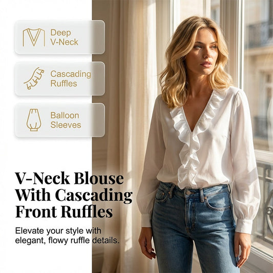 👚 60% RABATT! 🌸 Damen Bluse – Frühling/Sommer, Langarm, Rüschen-Design, Elegant & Leicht Für Einen Romantischen Look ✨