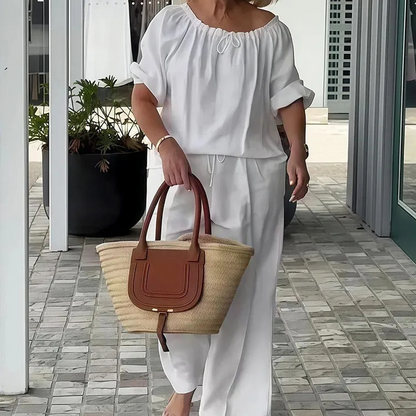 👚 50% RABATT! 🔥 Damen 2-teiliges Set aus Oberteil & Hose mit Kordelzug – Lockerer Schnitt, Weicher Stoff & Perfekt für Zuhause & Alltag 💞