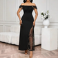 👗 50% RABATT! ✨ Damen Maxikleid mit Pailletten-Patchwork – Elegantes Design mit Schlitz, Glänzende Details & Perfekt Für Besondere Anlässe 💃