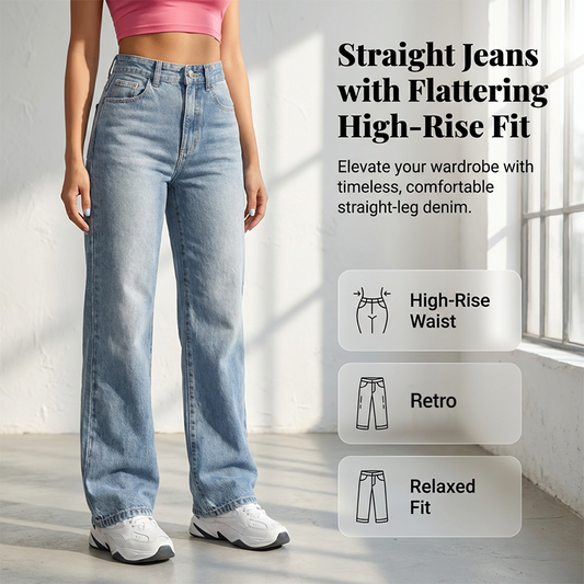 👖 60% RABATT! 🔥 Damenjeans mit Hoher Taille & Geradem Bein – Figurbetont, Bequemer Stretch & Vielseitiger Alltagslook 💙