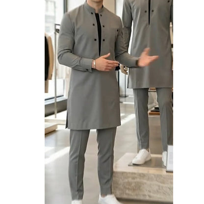 👔 60% RABATT! 🔥 Tunika-Set für Herren – Stehkragen, Zweireihig & Atmungsaktiv (S-5XL) Für Einen Stilvollen Auftritt 🎩