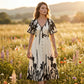 👗 50% RABATT! 🌿 Elegantes Botanisch Bedrucktes V-Ausschnitt-Midikleid – Leicht, Vielseitig & Perfekt Für Jeden Anlass 🌸