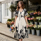 👗 50% RABATT! 🌿 Elegantes Botanisch Bedrucktes V-Ausschnitt-Midikleid – Leicht, Vielseitig & Perfekt Für Jeden Anlass 🌸