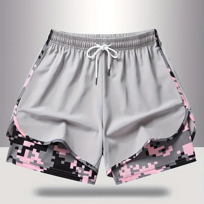 🩳 50% RABATT! 🔥 2-in-1-Sportshorts – Atmungsaktives Material, Camouflage-Futter & Praktische Taschen für Damen 🏃‍♀️✨