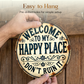 📦 KAUFE 3, ERHALTE 1 GRATIS! 🏡 Vintage-Metallschild "Happy Place" – Wetterfest, dekorativ & perfekt für Zuhause oder Garten ✨