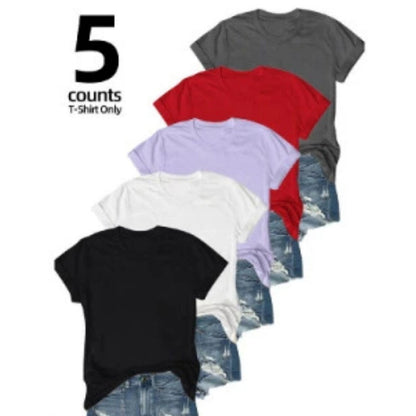 👕 57% RABATT! 🧳 5er-Pack Unifarbene Basic T-Shirts aus Baumwolle – Vielseitige Klassiker, Bequem & Perfekt Für Den Täglichen Gebrauch 👚
